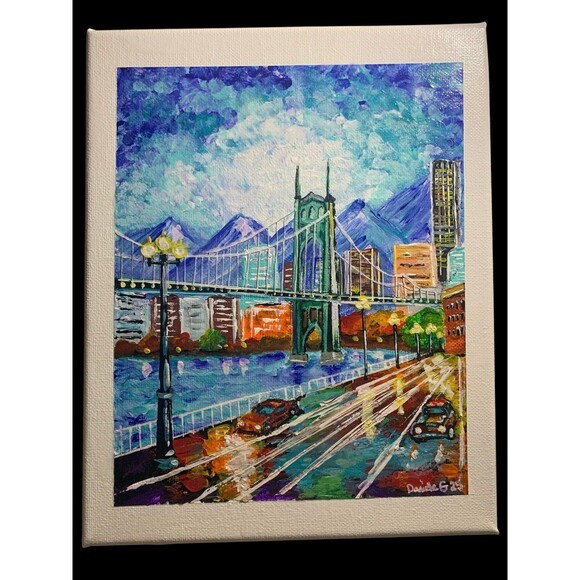 Original 8x10 signed Acrylic Painting of St John’s Bridge - Picture 1 of 1
